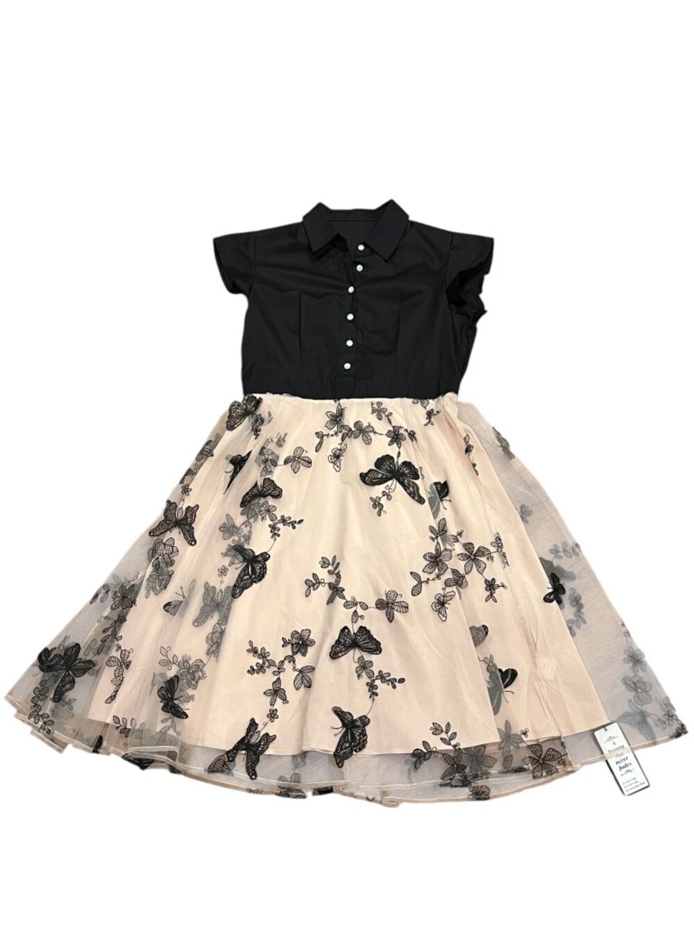Retro Stage Black & Cream Fit & Flare Butterfly Dress, NWT, XL